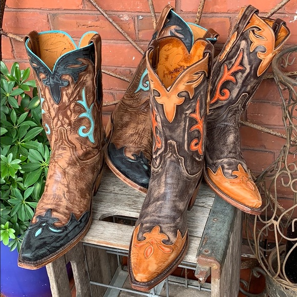 1 LEFT! LUCCHESE 1883 Destroyed Antique Flame Boot - Picture 2 of 2